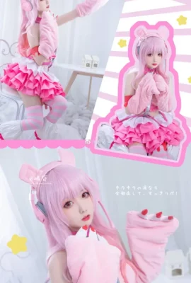 Super Sony Pink Cute Bear cos หูฟัง Lucky Pink cn Shima Aoi (9 ภาพ)