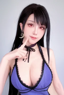 แอนิเมชั่นบล็อกเกอร์ Shui Miao aqua Tifa แต่งกายในธีมชุดเดรสลูกไม้ตัดต่ำสีม่วงเซ็กซี่โชว์บั้นท้ายและเรียวขาสวยภาพถ่ายมีเสน่ห์และน่าดึงดูด 28P